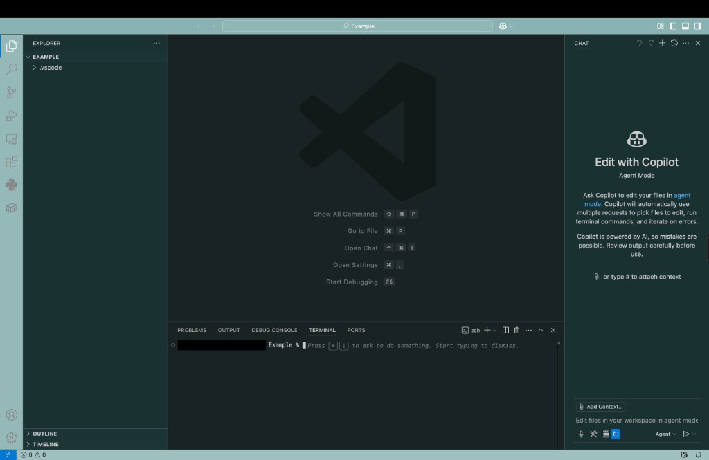 VS Code with Auto Color applying a teal tint to the workspace